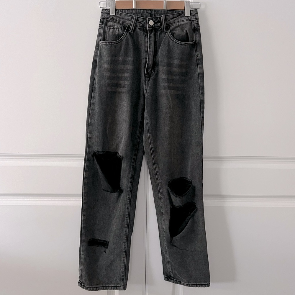 SHEIN black distressed Jeans